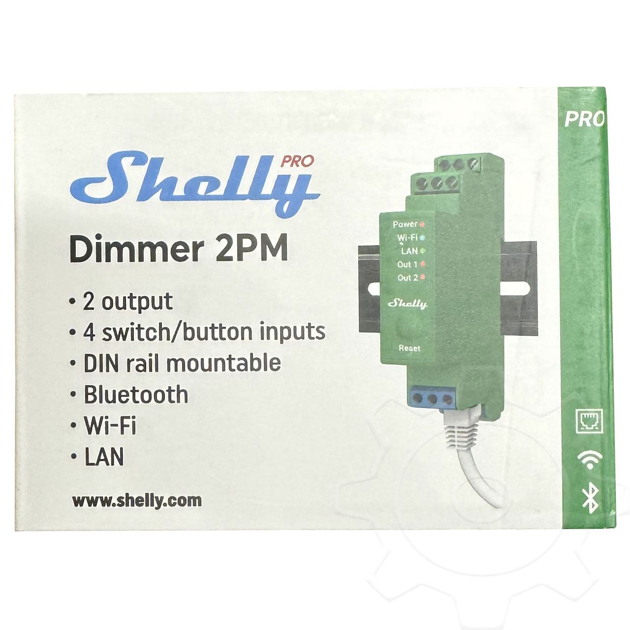 Shelly Relais Pro Dimmer 2PM" LED/Glühbirne WLAN LAN BT DIN-Rail