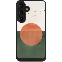 Nivocase Handyhülle für Samsung Galaxy S25+ Hülle NIVOpure Case Schwarz Sonnenschein Sonnenuntergang Vogel (Samsung Galaxy S25+), Smartphone Hülle, Schwarz
