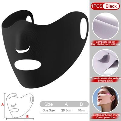 DynamicDeals Breathable UV Protection Mask Ice Silk Sun Shield For Outdoor Sports & Daily Summer Wear black