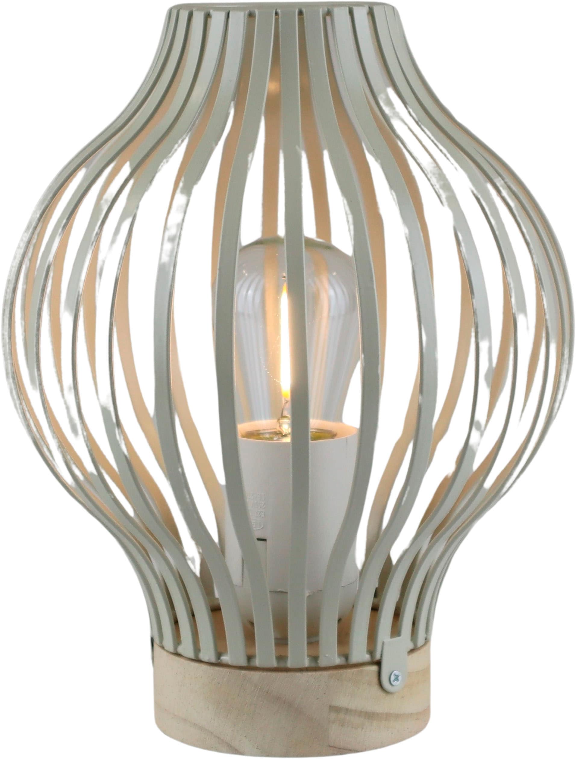 LED Dekolicht AM DESIGN "LED Laterne natur, bauchig, mit Timer", beige (natur), H:20,3cm Ø:15,4cm, Leuchten, LED Dekolicht, Batteriebetrieb