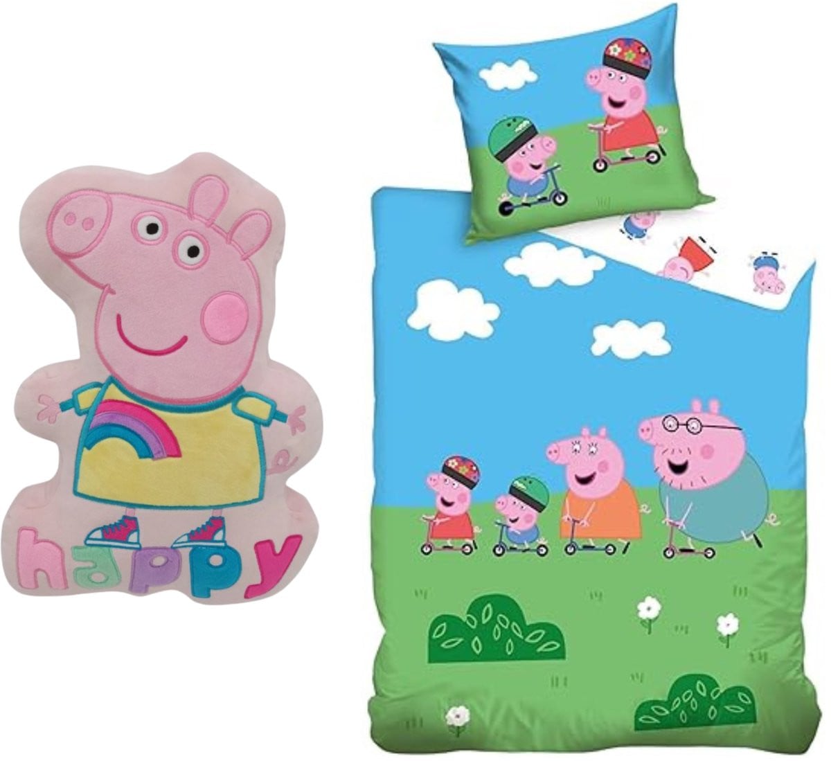 Peppa Pig slaapkamerset met dekbedovertrek en kussen voor kinderen