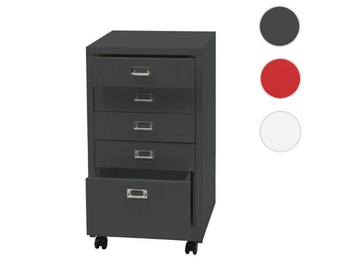 MCW Caisson roulant MCW-L49 métal 75x40x41cm 5 tiroirs gris foncé