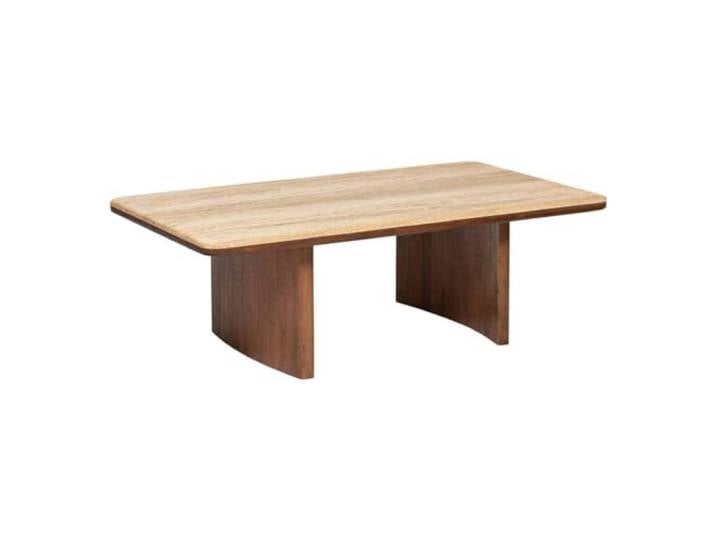 Atmosphera – Jivan Rechteckiger Couchtisch, Travertinplatte und Beine aus Akazienholz, 120 x 70 cm – Für Wohnzimmer, Lounge