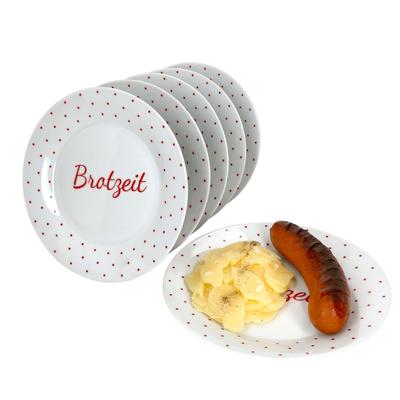 6er Set Berta Brotzeit / Bratzeit Teller 6 Personen Grill-Platt Frühstücksteller