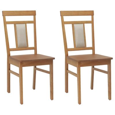vidaXL Esszimmerstuhl 2 pcs Natur Massives Gummiholz