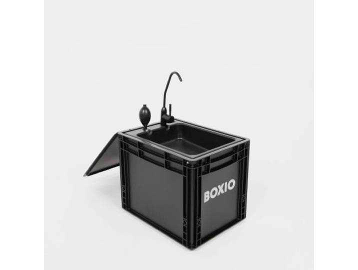 BOXIO - WASH XL: 7l Camping Waschbecken mit Pumpe ohne Strom 40x30 Mobiles Spülbecken für den Van Ausbau, Friseur oder outdoor auf Festival & Garten, Spüle als Camping Gadgets