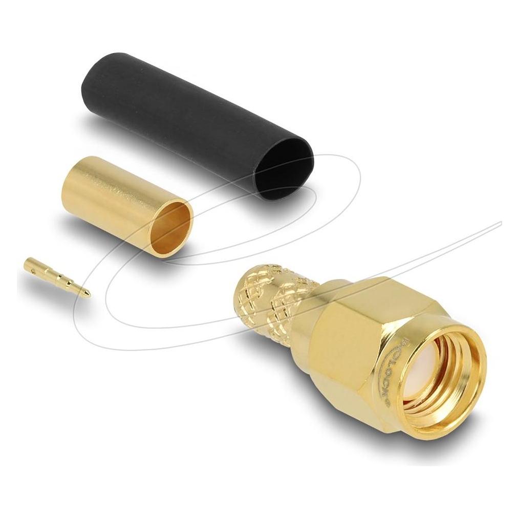 Delock SMA Stecker zum Crimpen LMR200mit passendem Schrumpfschlauch (91781)