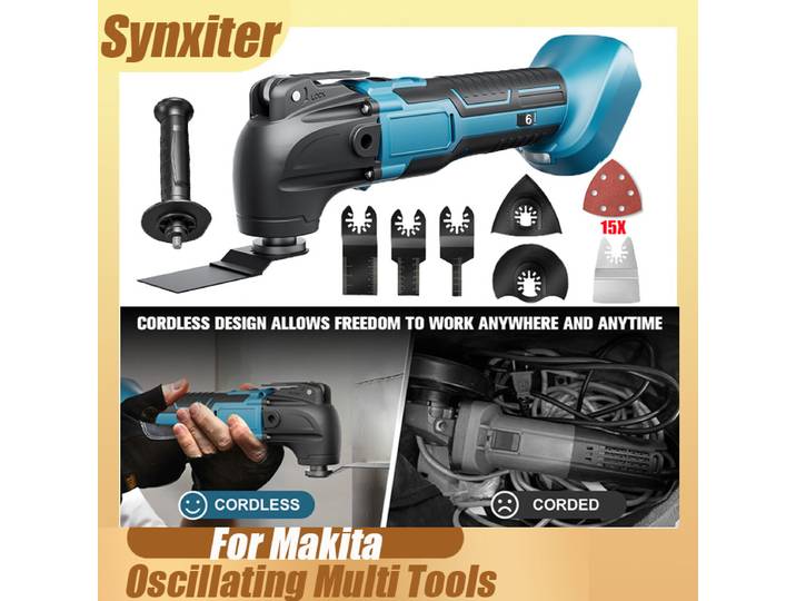 Outil oscillant multifonction Synxiter pour batterie Makita 18V, 6 vitesses, machine électrique de découpe de bois, scie de précision, outil de rénovation