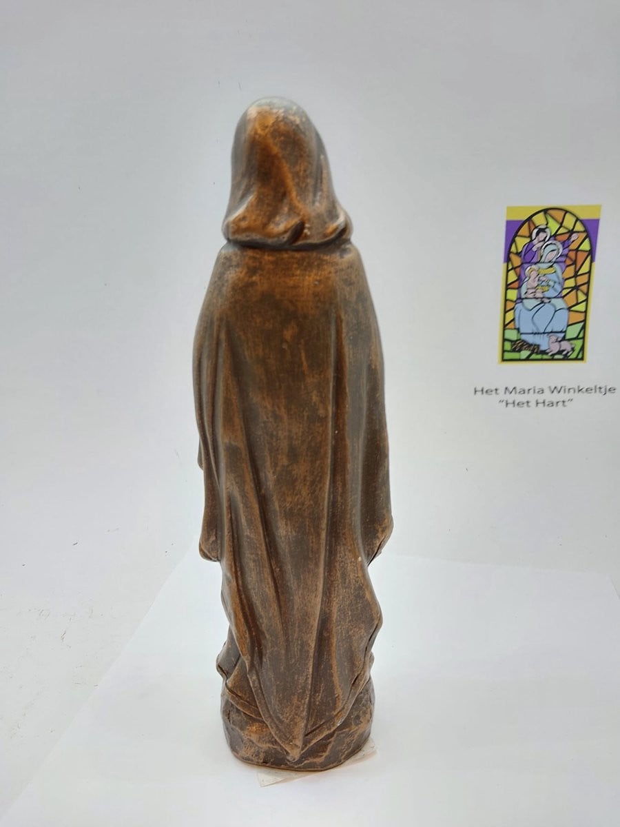 Beeld Heilige Maria van Lourdes Madonna bronskleurig polystone 30 cm