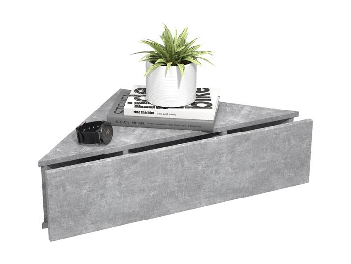 Nachttisch VCM Holz Wandschublade Eckregal Nachttisch Usal S , grau (beton, grau), B:60cm T:43cm, Tische, Nachttisch