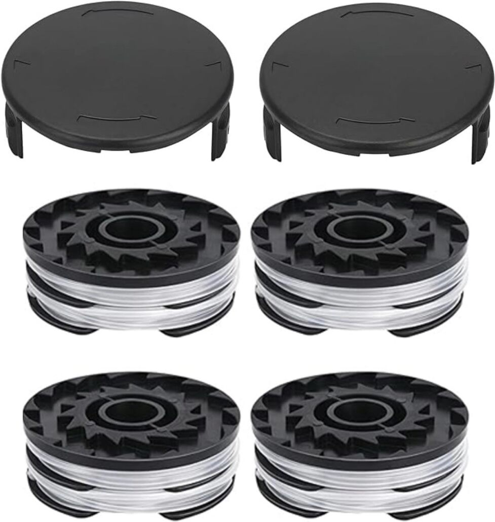 INF Ersatz-Fadenspulen- und Kappenset, kompatibel mit Parkside – ABS+Nylon, Schwarz, 4 Spulen x2 Kappen