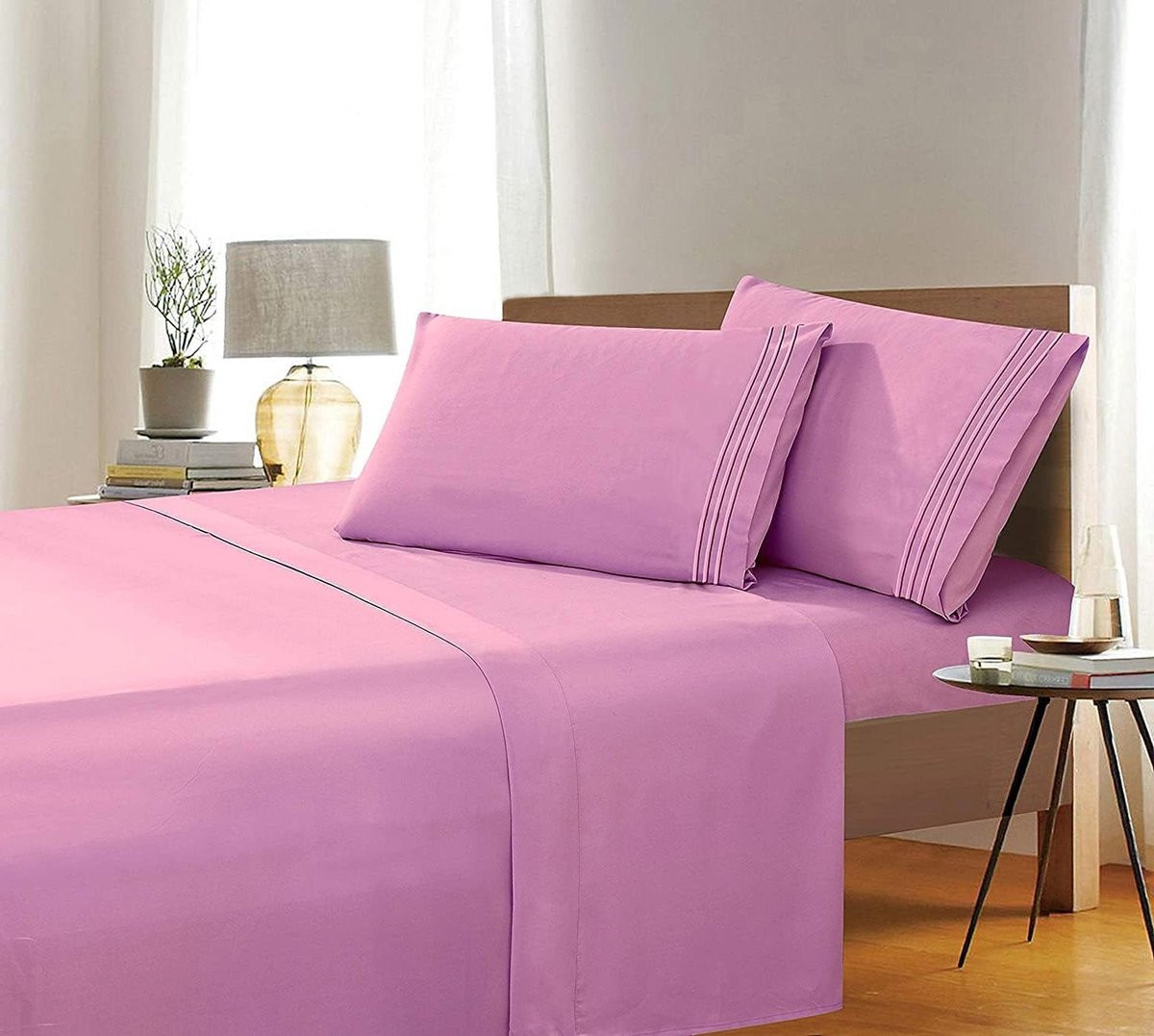 Luxe microvezel beddengoed set Cali King - Lichtroze