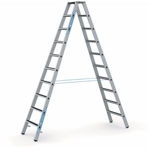 Zarges Stehleiter R13step B, 41561, beidseitig begehbar, aus eloxiertem Aluminium, bis 150kg, mit 2 x 10 R13-Stufen
