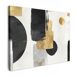 LEINWANDBILD Gold - Rechtecke - Kreise - Abstrakt Wandbilder 80x60 cm