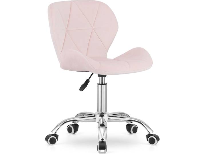 Chaise pivotante chaise de bureau rembourrée en velours rose réglable en hauteur avec assise ergonomique