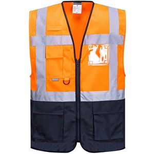 Portwest Warnweste Warschau Kontrast Exekutiv C476, orange-marine, Erwachsenenweste, DIN EN 20471, Gr. L