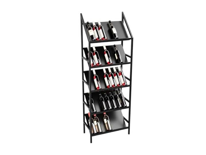 MetaloPro Weinregal Metall – Flaschenregal für 35 Weinflaschen – Robustes Design, Weinständer für Küche, Keller oder Bar – Schwarz – 170x30x60cm