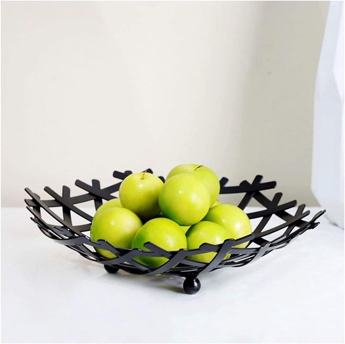 Fruitschaal Nest - Decoratieve fruitmand met vogelnest design - Zwart - Diameter: 26 cm