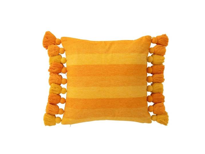 Coussin floches en coton orange 50x50x15 cm