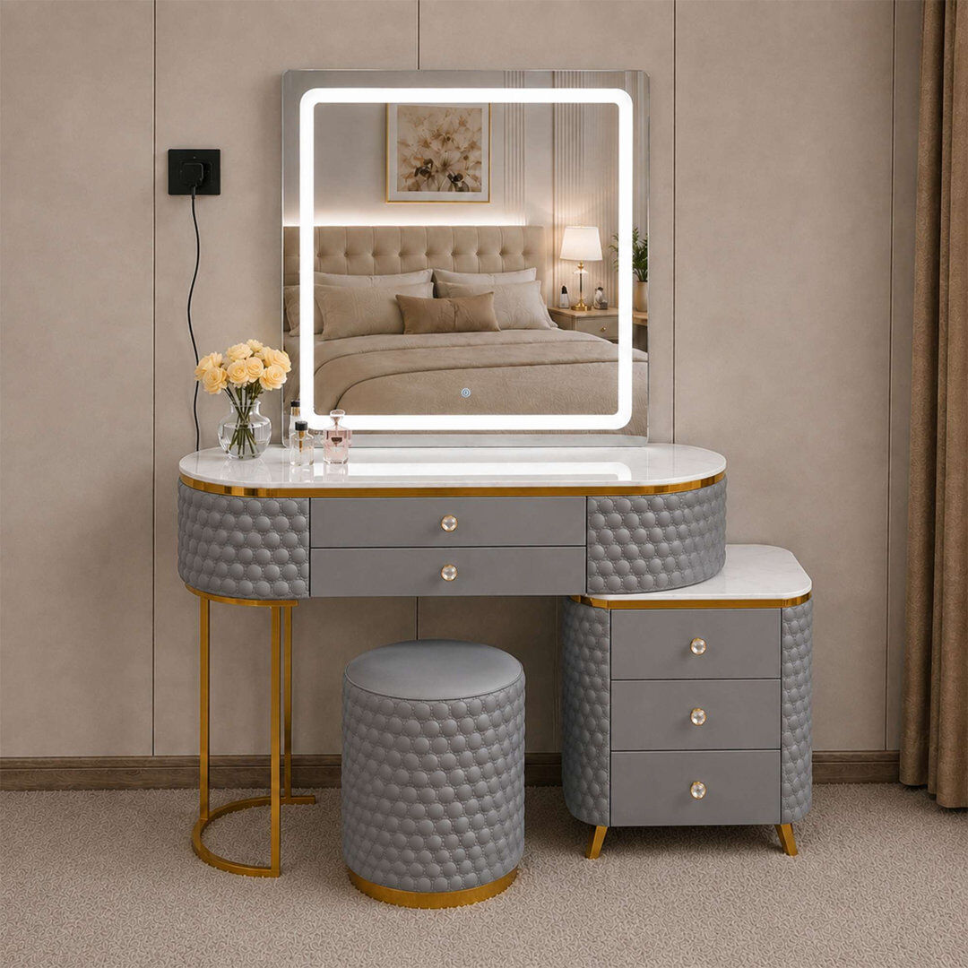 17 Stories Dressing Table Grey 130cm H X 130cm W X 40cm D