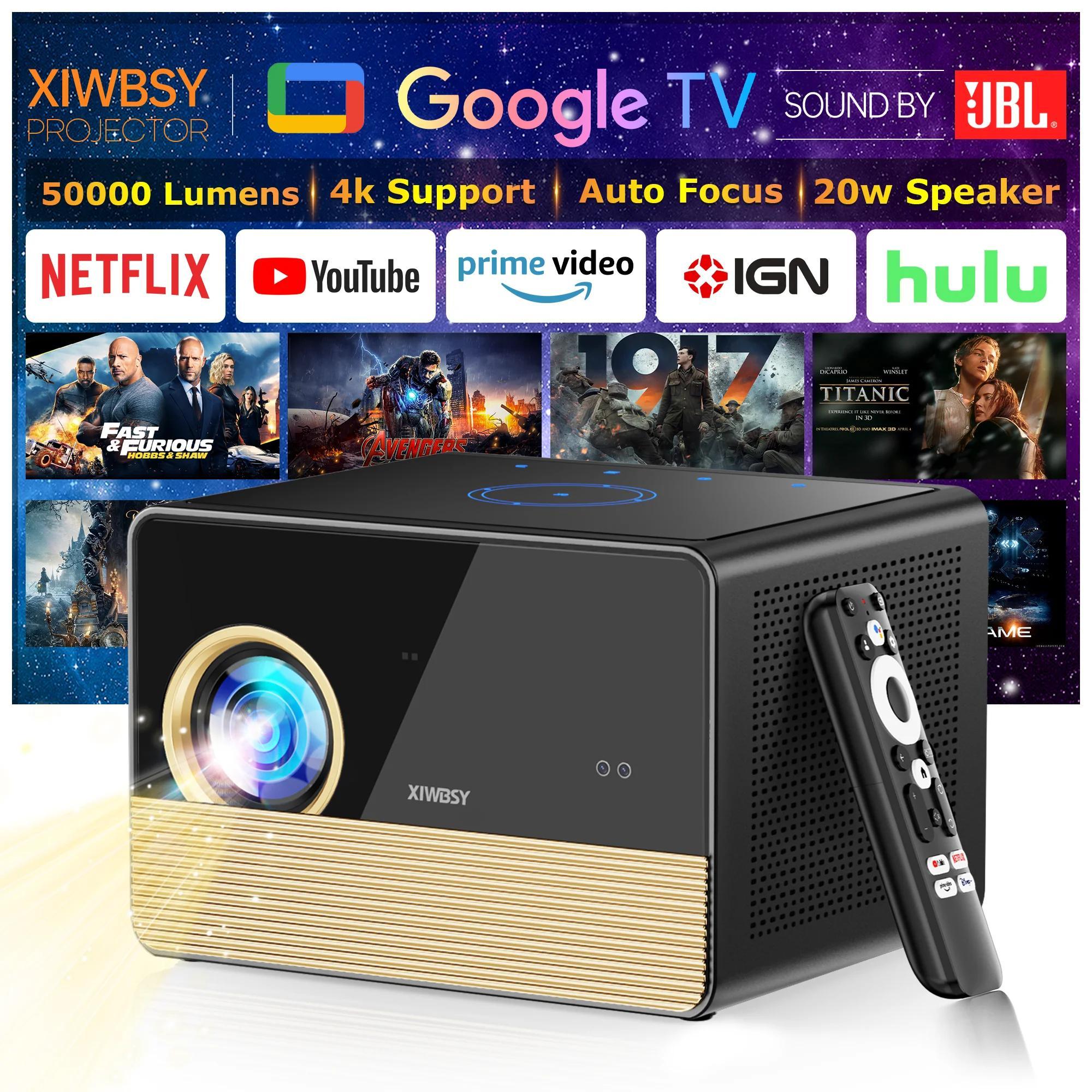 Full HD Heimkino Beamer - Modell X06 mit TV-Stick - 1080p mit 4K-Unterstützung - 50000 Lumen, 3600 ANSI - WiFi 6 - Auto Keystone, TOF-Fokus - 100-760 cm Bild, EU-Stecker