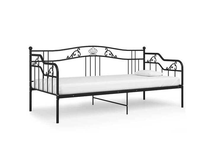 vidaXL Schlafsofa Bettgestell Schwarz Metall 90/200 Cm, Naturmaterialen, 90x200 cm, Schlafzimmer, Betten