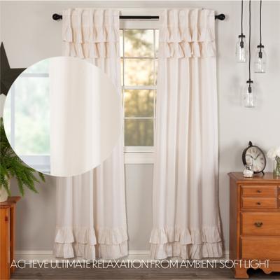 VHC Brands Simple Life Flax Ruffled Panel Set - Panel 84x40 - Panel 84x40