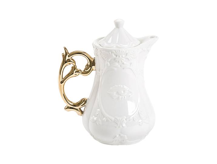 Design Teekanne „I-Teapot“ aus Porzellan Weiss / Gold Seletti