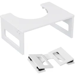 Relaxdays Toilettenhocker, klappbar, Hocker Toilettengang, Erwachsene, Bambus, rutschfest, HxBxT: 18x43x27,5 cm, weiß