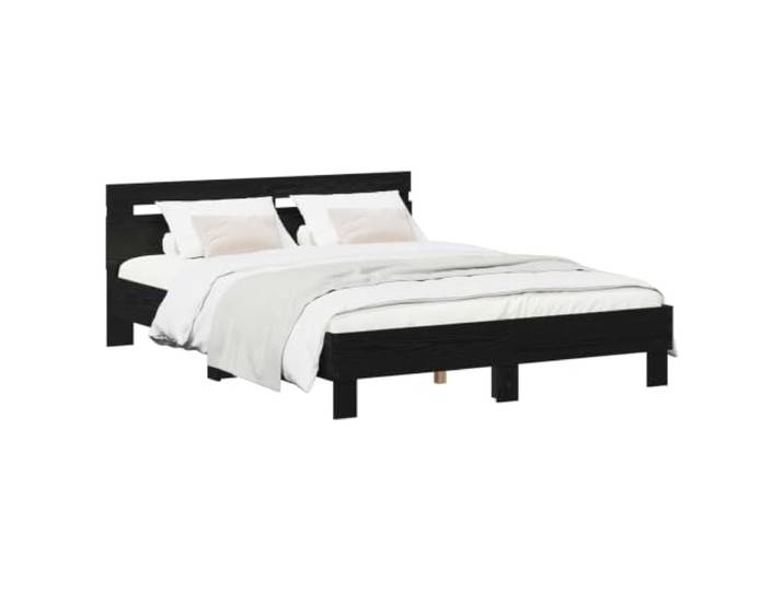 RJPLMFV Bettgestell, 120 x 190 cm, Holz, Schwarz Mit Kopfteil, modernes Design, inklusive Latten, pflegeleicht