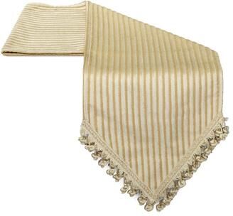 Austin Horn Classics Fancy vertical stripe European Imported cut-velvet jacquard table runner with fancy trim