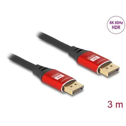DELOCK DisplayPort Kabel 8K 60Hz 3m rot Metall