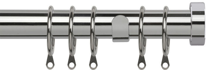 17 Stories Noriana 25-28mm Eton Finial Pole Set Chrome 200cm x 380cm
