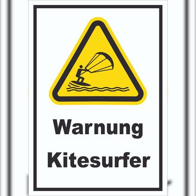 HB-Druck Schild Warnung Kitesurfer A5 (148x210mm)