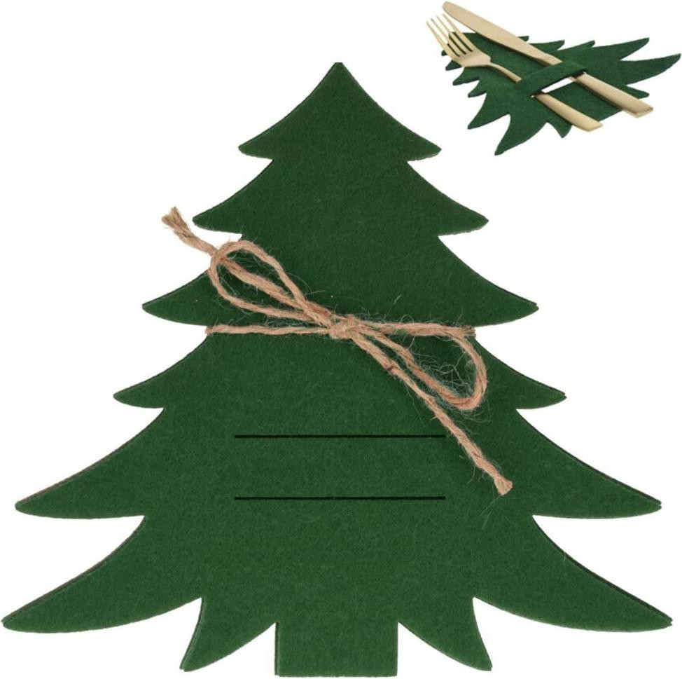 4-delige bestekhoezen met groene kerstboom design van B2X