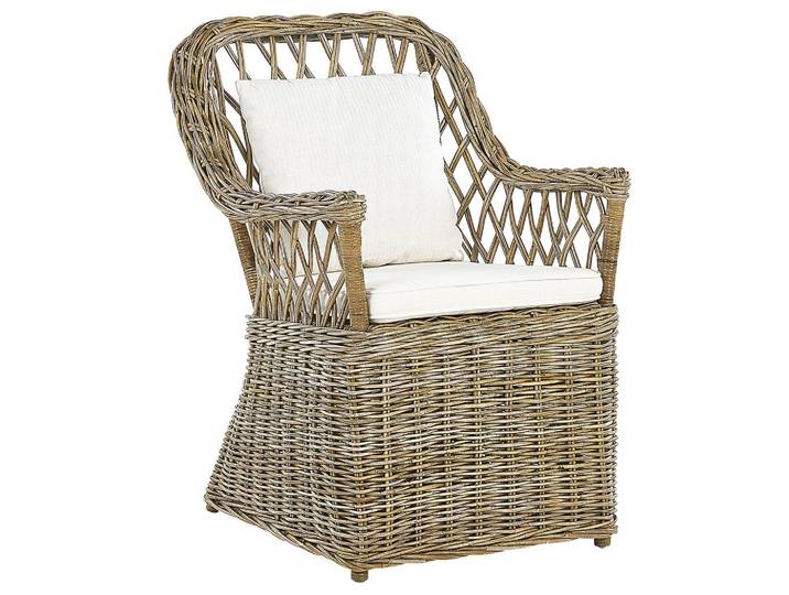 GARTENSESSEL Rattan natürlich Auflagen cremeweiß Maros