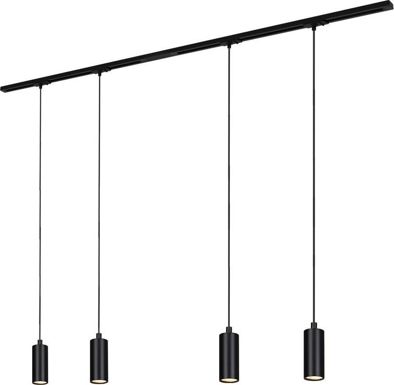 Briloner Rail railsysteem complete set met 4 dimbare LED pendellampen, zwart, 1,5 meter