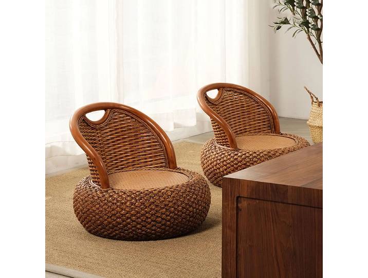 Chaise à dossier en rotin tressé, mobilier moderne, fauteuil de salon, tabouret rond fait main, chaise de loisirs pour balcon, personnalisable
