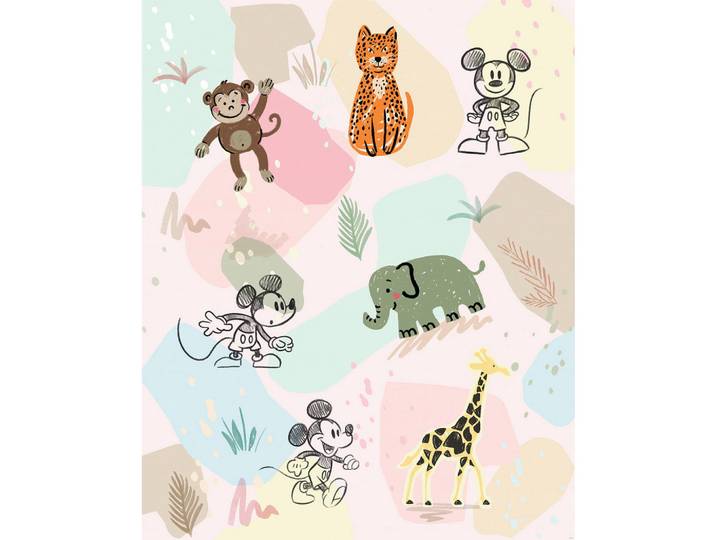 Disney Fototapete Mickey Safari, Mehrfarbig, Cartoon, 200x250 cm, Tapeten & Wandverkleidungen, Fototapeten