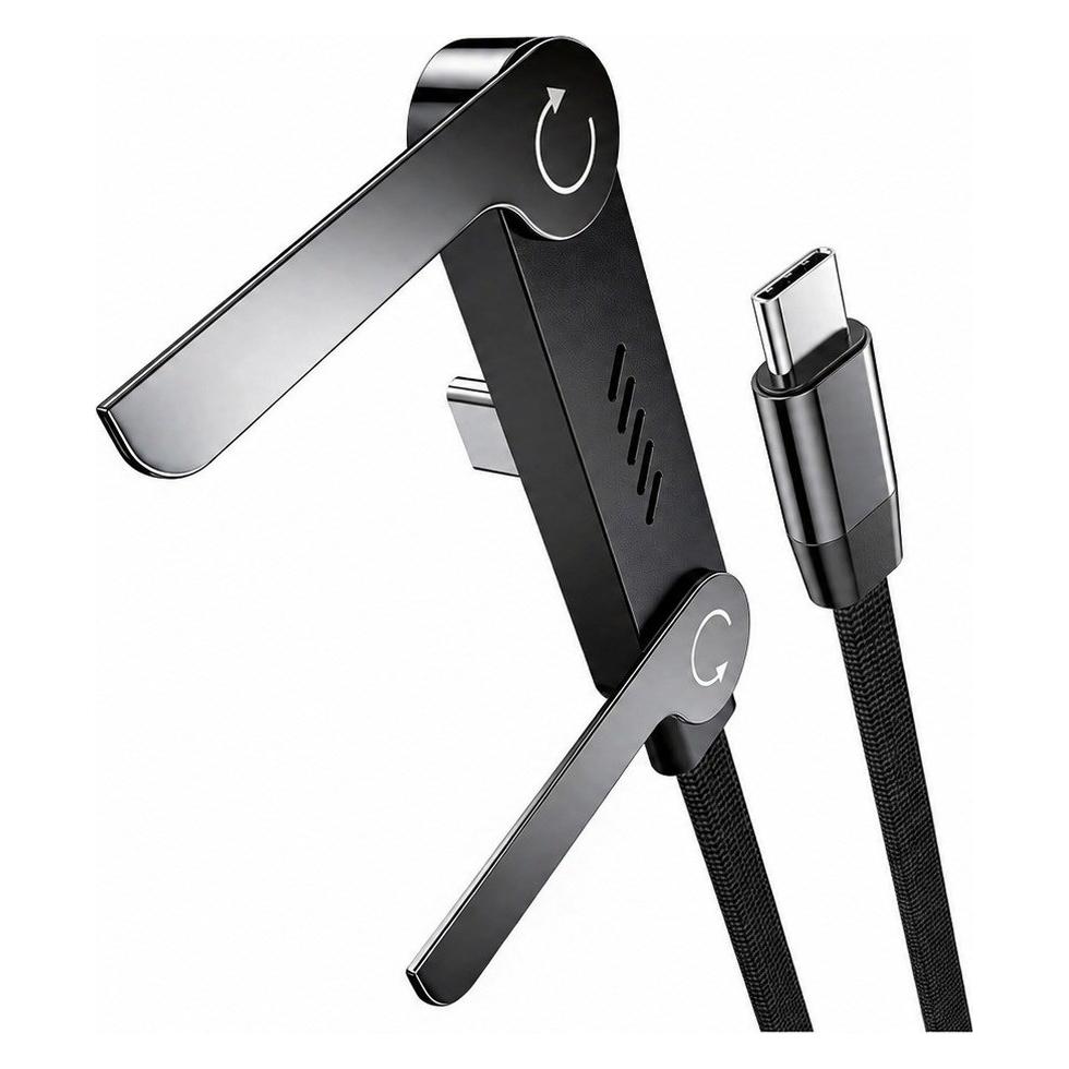 Vakoss TC-U570 USB-C-zu-USB-C-Kabel mit Standfunktion 100 W 1 m Schwarz (1 m, 100 W) (TC-U570)