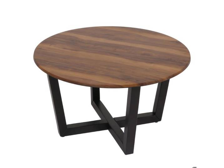 Table basse HWC-M61 Ø80cm Sheesham imitation bois foncé