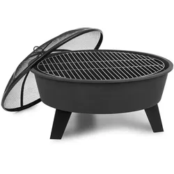 Blumfeldt Nolana 2-in-1-Feuerschale Ø73cm Funkenschutz Ø64cm Grill Stahl schwarz Schwarz