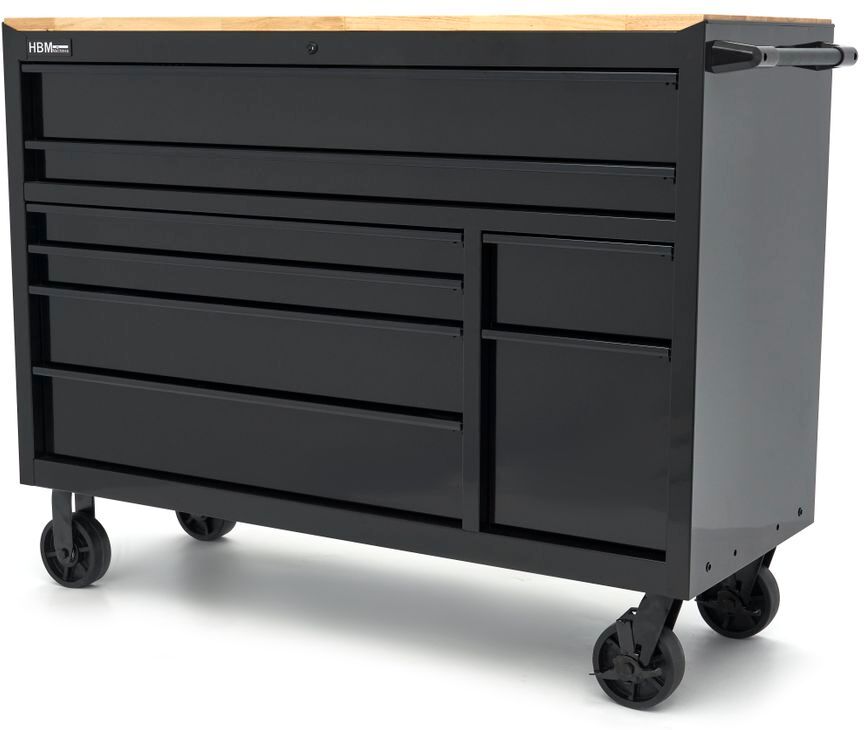 HBM Carrello portautensili, 8 cassetti, 142 cm, nero