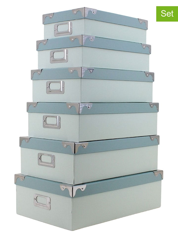 Ornami 6er-Set: Aufbewahrungsboxen in Hellblau - onesize