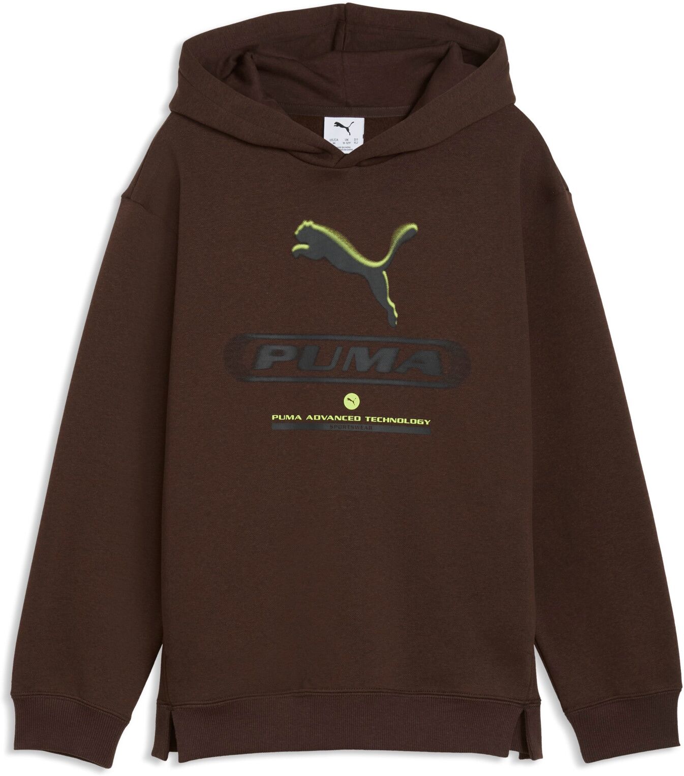 Kapuzensweatshirt PUMA "STREET RELAXED HOODIE FL B", Jungen, Gr. 164, braun (chocolate fondue), Fleece, Obermaterial: 66% Baumwolle, 34% Polyester, bedruckt, relaxed fit normal, angesetztes Bündchen, Sweatshirts Kapuzensweatshirt, mit Kapuze, Eingrifftasc
