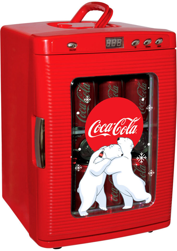 Koolatron    Europe Coca Cola Mini Fridge 25L Portable Cooler Warmer 28 Can Beverage Drinks Cool Box Red 14.75cm H X 13cm W X 23.49cm D