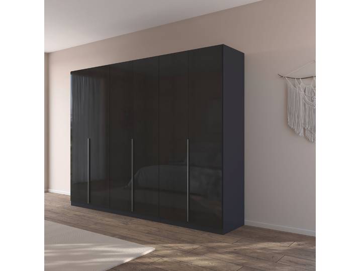 Drehtürenschrank, Holzwerkstoff, Grau, 271×210×54 cm, Durchdachte Innenausstattung, Modern, Rauch