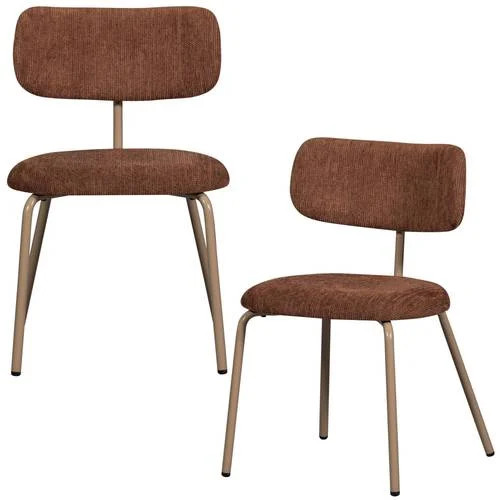 WOOOD Travis Eetkamerstoelen - Polyester - Bruin - Set van 2