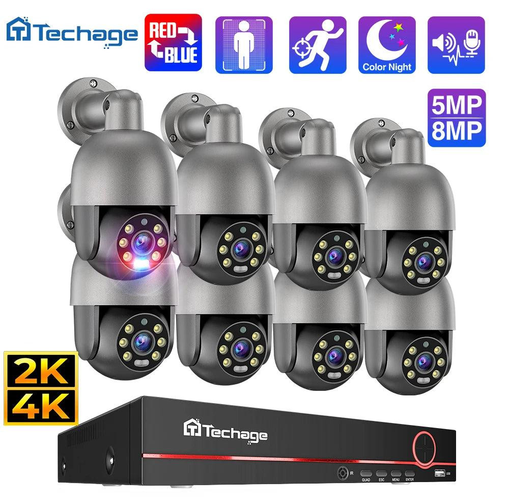 Selius PTZ Beveiligingscamera Systeem 8-Kanaals 4K POE met AI Mensdetectie en Audio