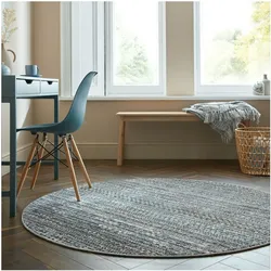 Teppich gestreift Blau Ø160 cm - PERRAN   Kadima Design